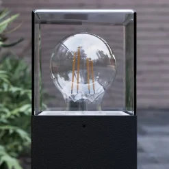 Keke sokkellampe, højde 30 cm, antracit, aluminium^Lucande Discount