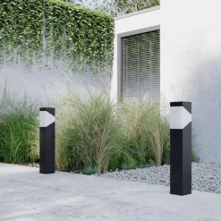 Kiran sokkellampe, 60 cm, grå, metal, IP44, E27^Lucande Best