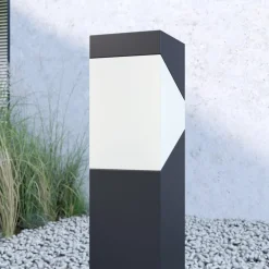 Kiran sokkellampe, 60 cm, grå, metal, IP44, E27^Lucande Best