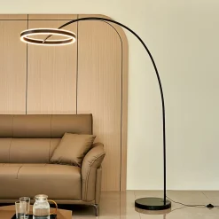 Lucande Pendellamper|Gulvlamper>LED buelampe Yekta, sort, 183 cm, dæmpbar