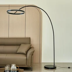 Lucande Pendellamper|Gulvlamper>LED buelampe Yekta, sort, 183 cm, dæmpbar