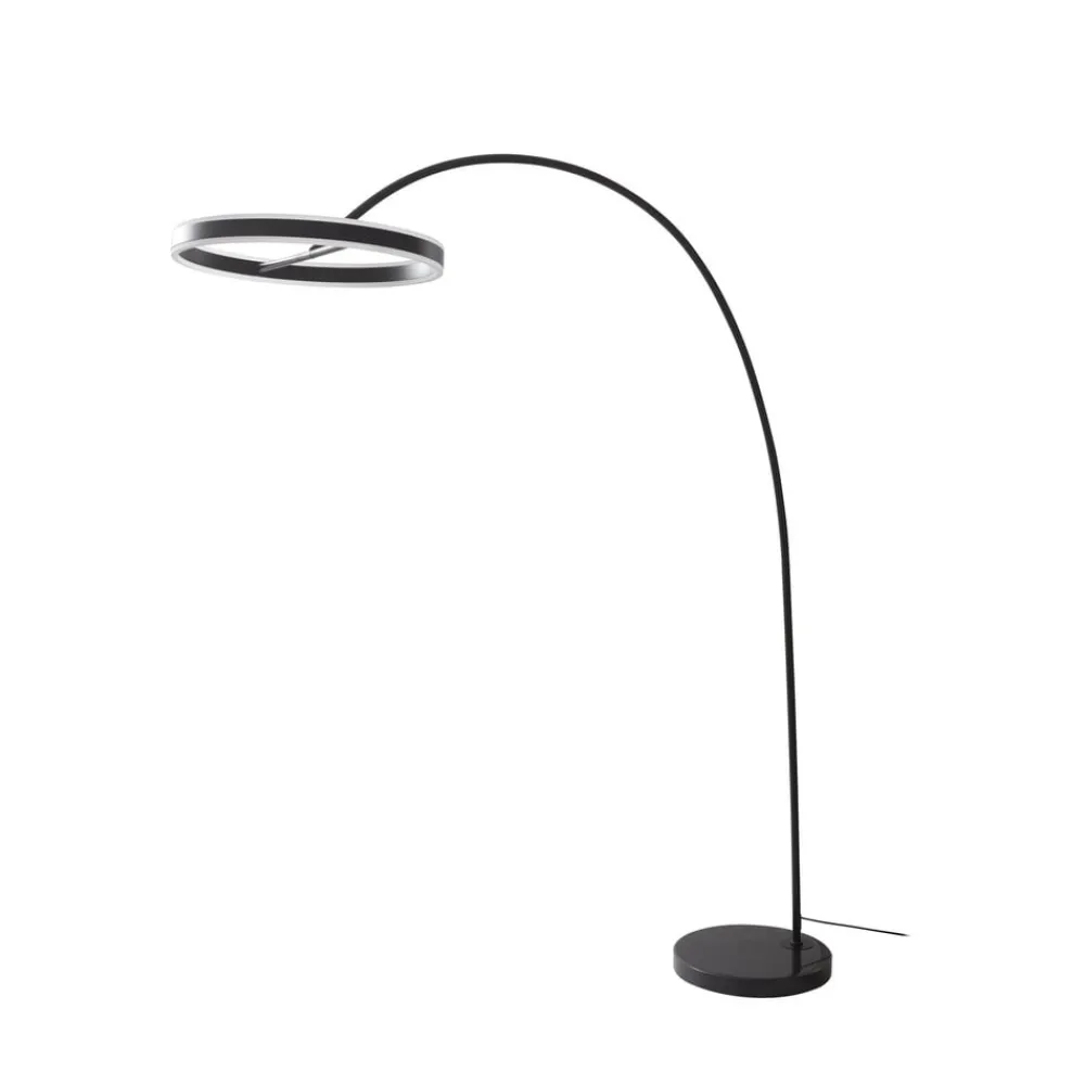 Lucande Pendellamper|Gulvlamper>LED buelampe Yekta, sort, 183 cm, dæmpbar