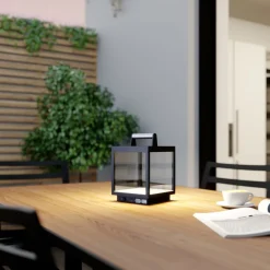 LED genopladelig bordlampe Cube, aluminium, IP54, dæmpbar^Lucande Discount