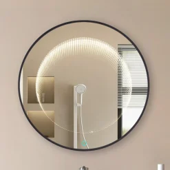 LED infinity-spejl Emire, sort, aluminium, CCT, IP44^Lucande Best