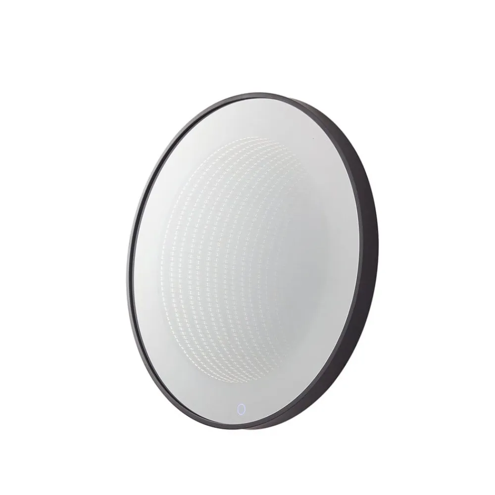 LED infinity-spejl Emire, sort, aluminium, CCT, IP44^Lucande Best