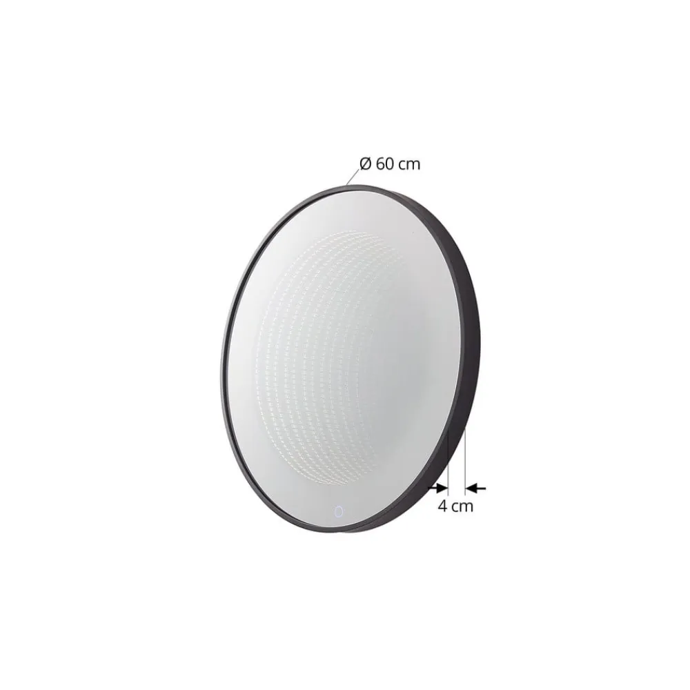 LED infinity-spejl Emire, sort, aluminium, CCT, IP44^Lucande Best