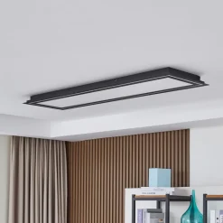 Lucande Loftlamper>LED loftlampe Leicy, sort, 124 cm, RGB, CCT