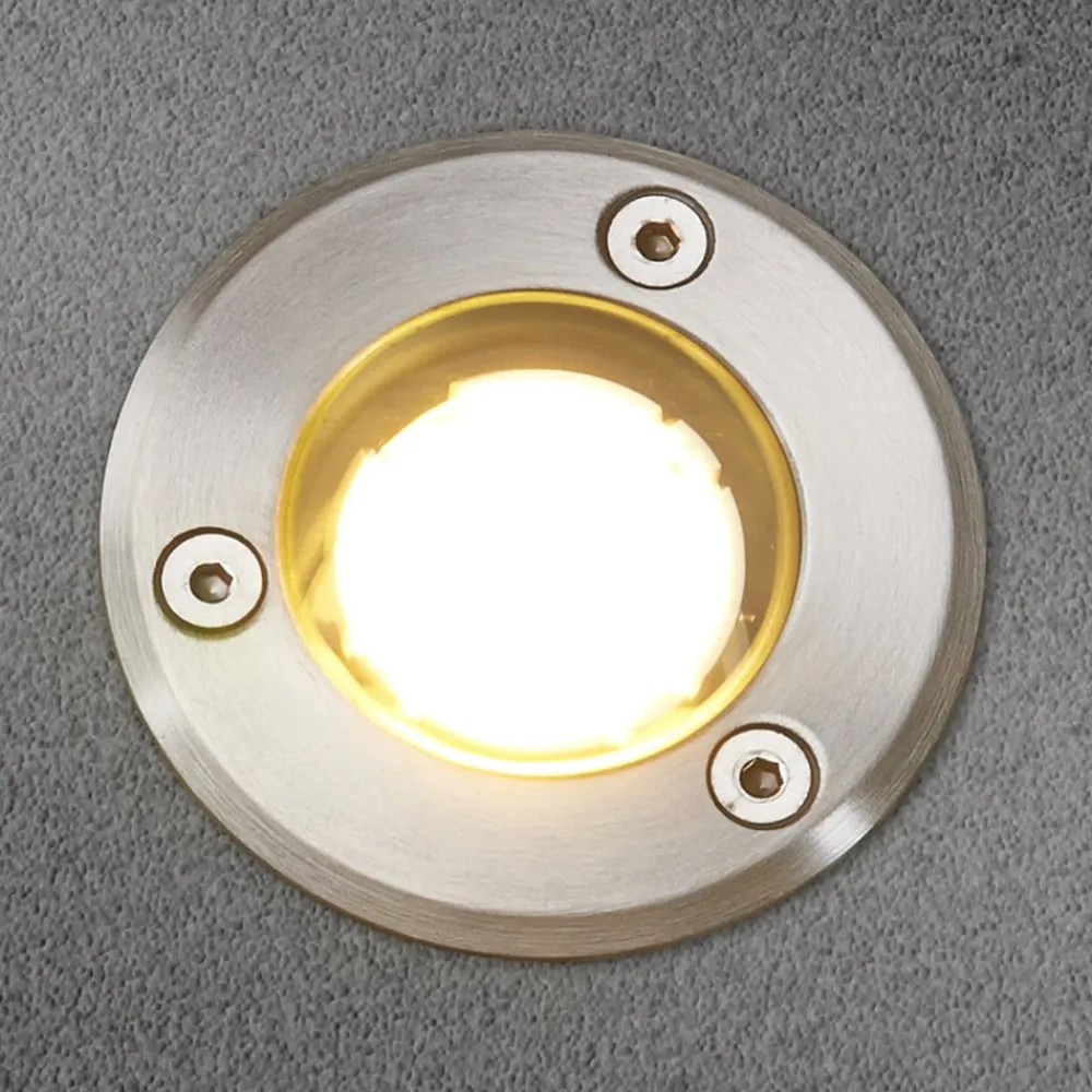 Lucande LED nedgravningslampe Kenan, Ø 7 cm, stål, IP67