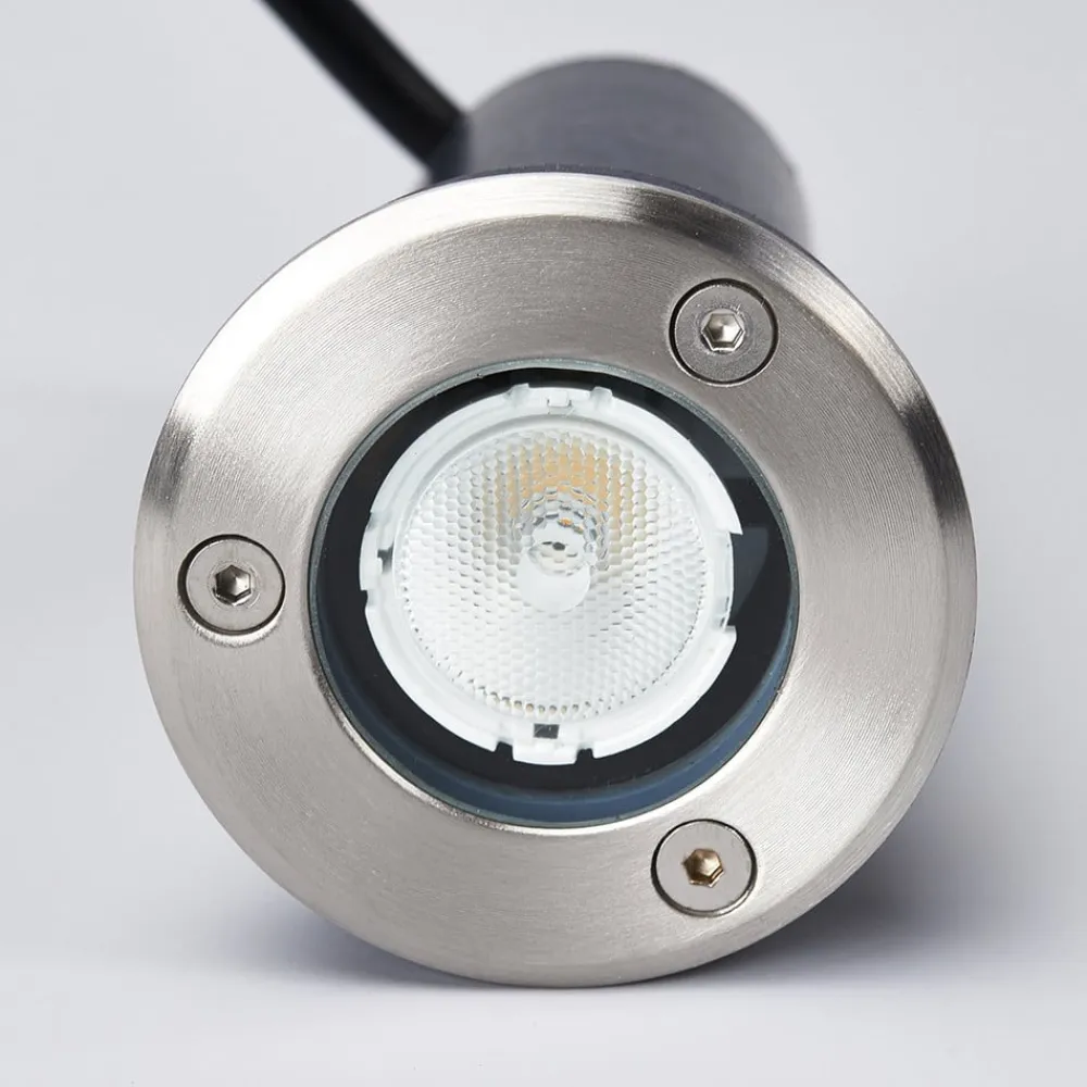 Lucande LED nedgravningslampe Kenan, Ø 7 cm, stål, IP67