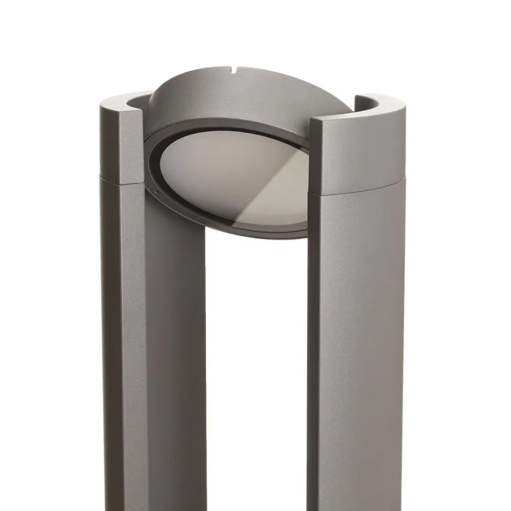 Lucande Terrassebelysning|Gadebelysning>LED pullert Dylen, grå, metal, 80 cm, IP65