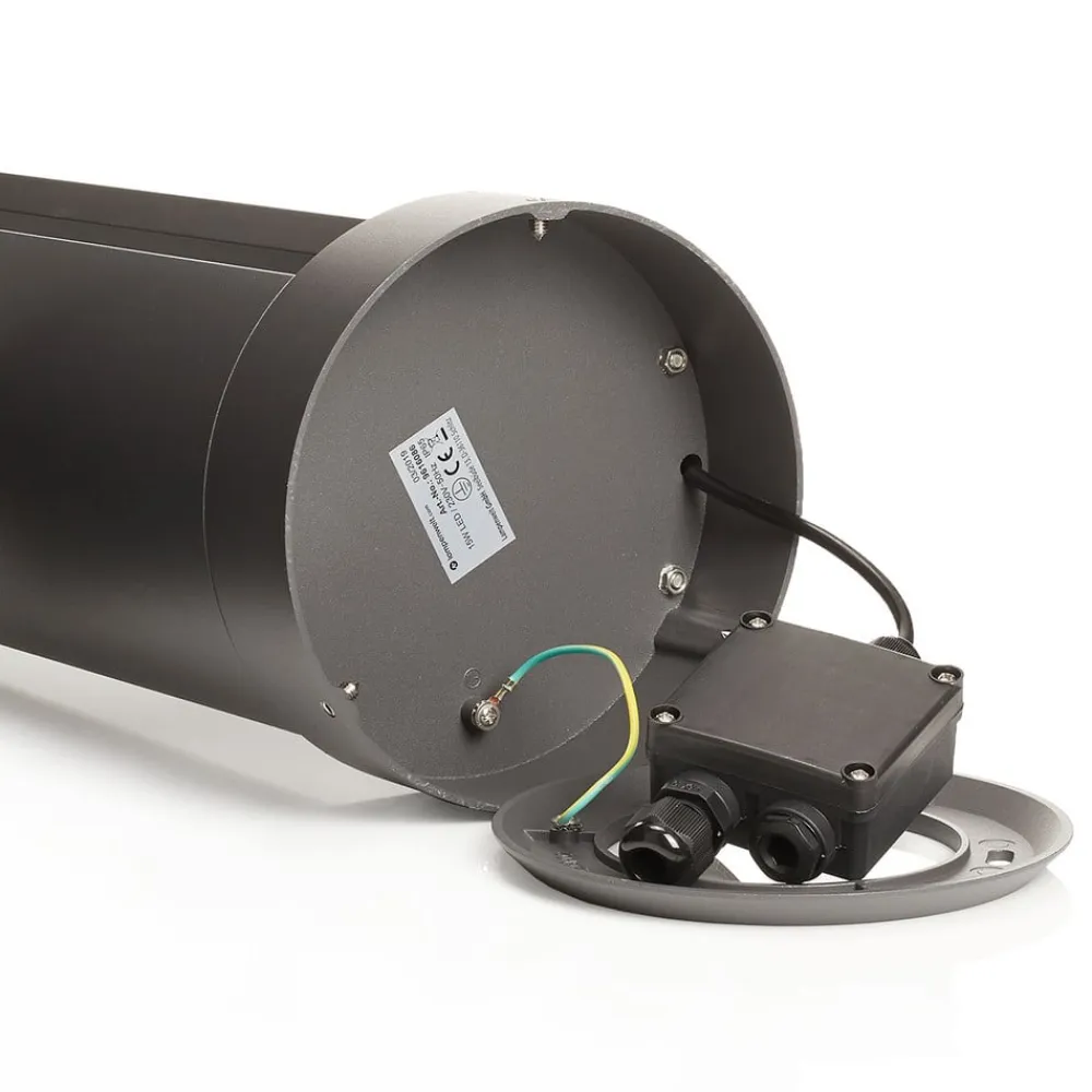 Lucande Terrassebelysning|Gadebelysning>LED pullert Dylen, grå, metal, 80 cm, IP65