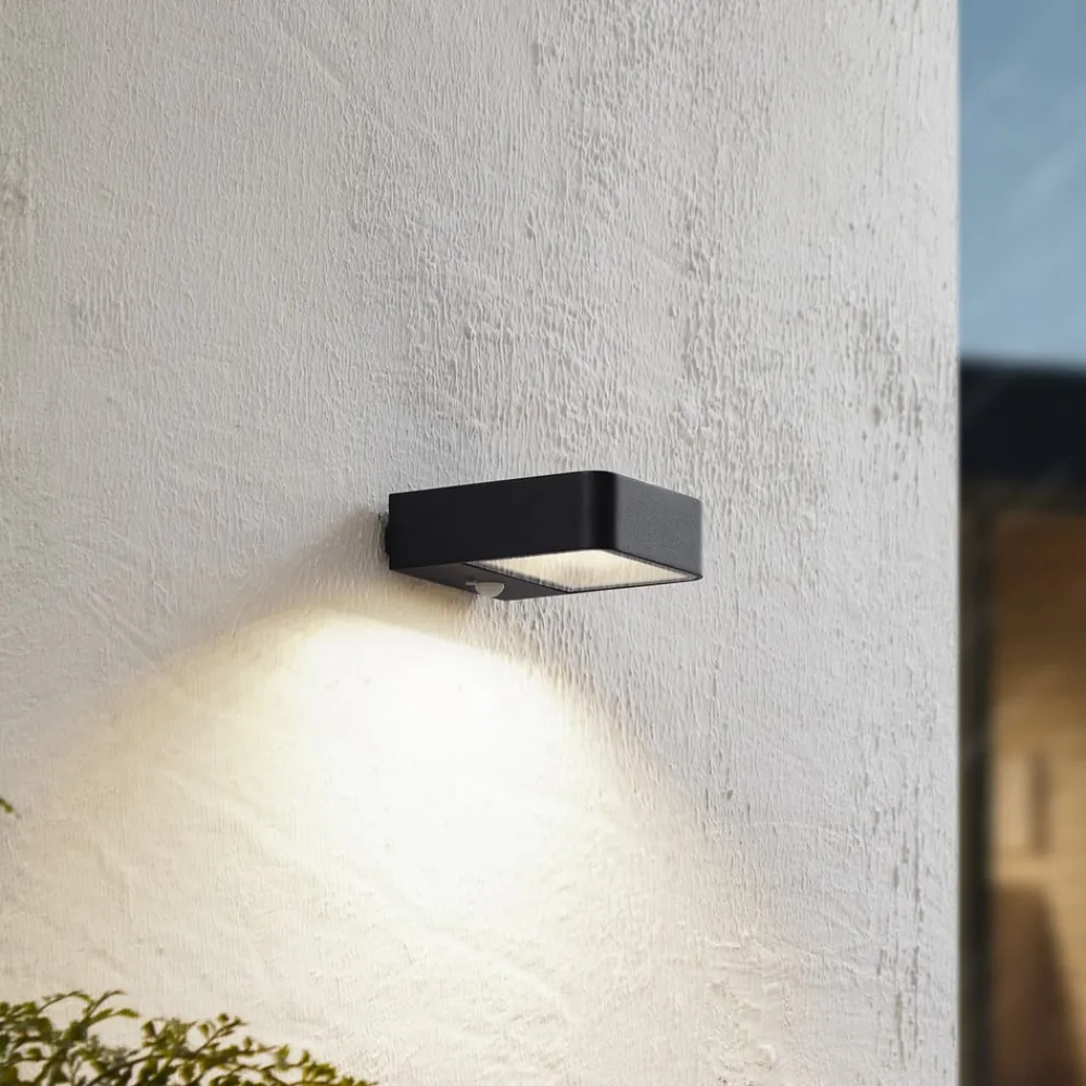 Lucande Solcelle Lampe Med Sensor|Væglampe Med Sensor>LED solcelle udendørs væglampe Dava, højde 5 cm, sensor