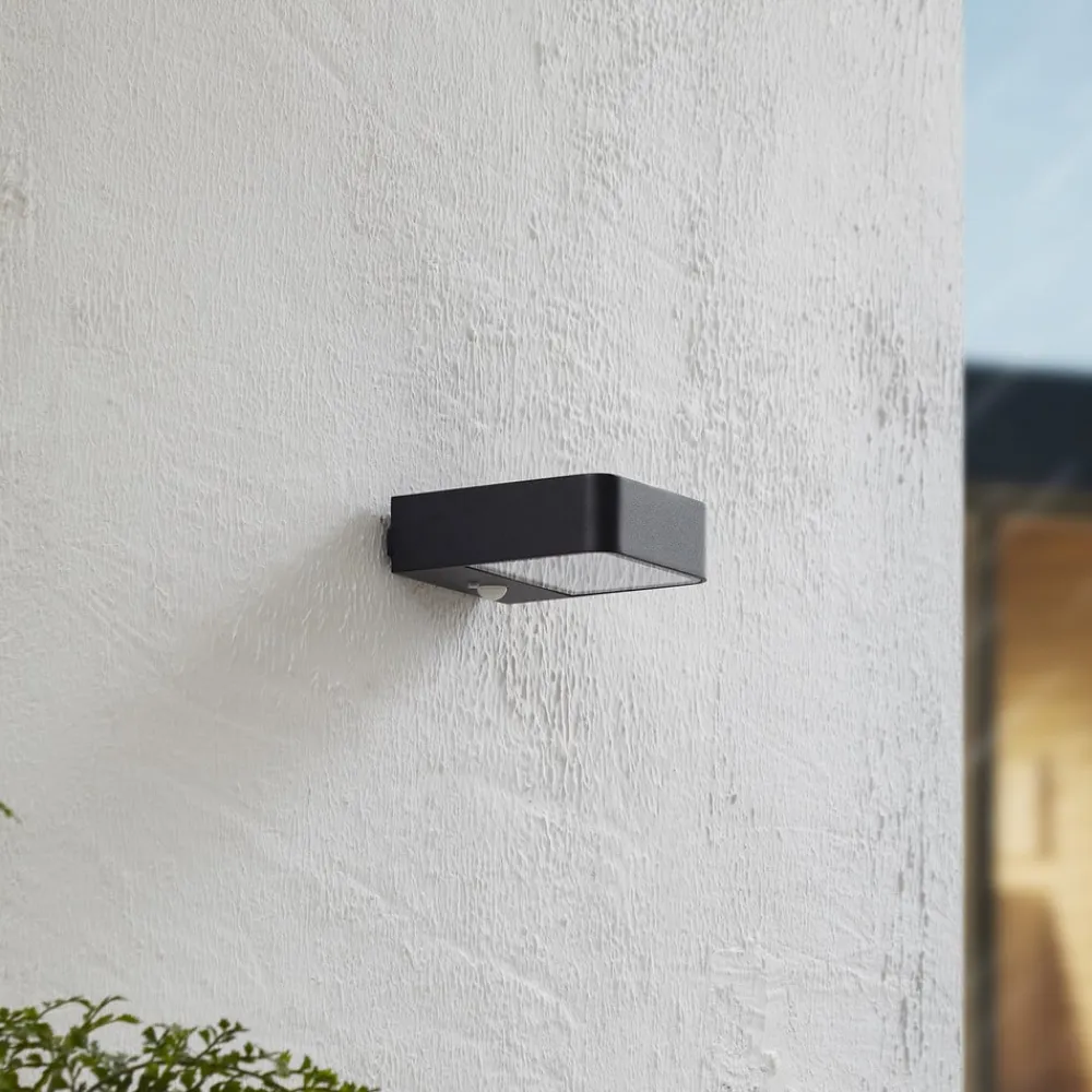 Lucande Solcelle Lampe Med Sensor|Væglampe Med Sensor>LED solcelle udendørs væglampe Dava, højde 5 cm, sensor