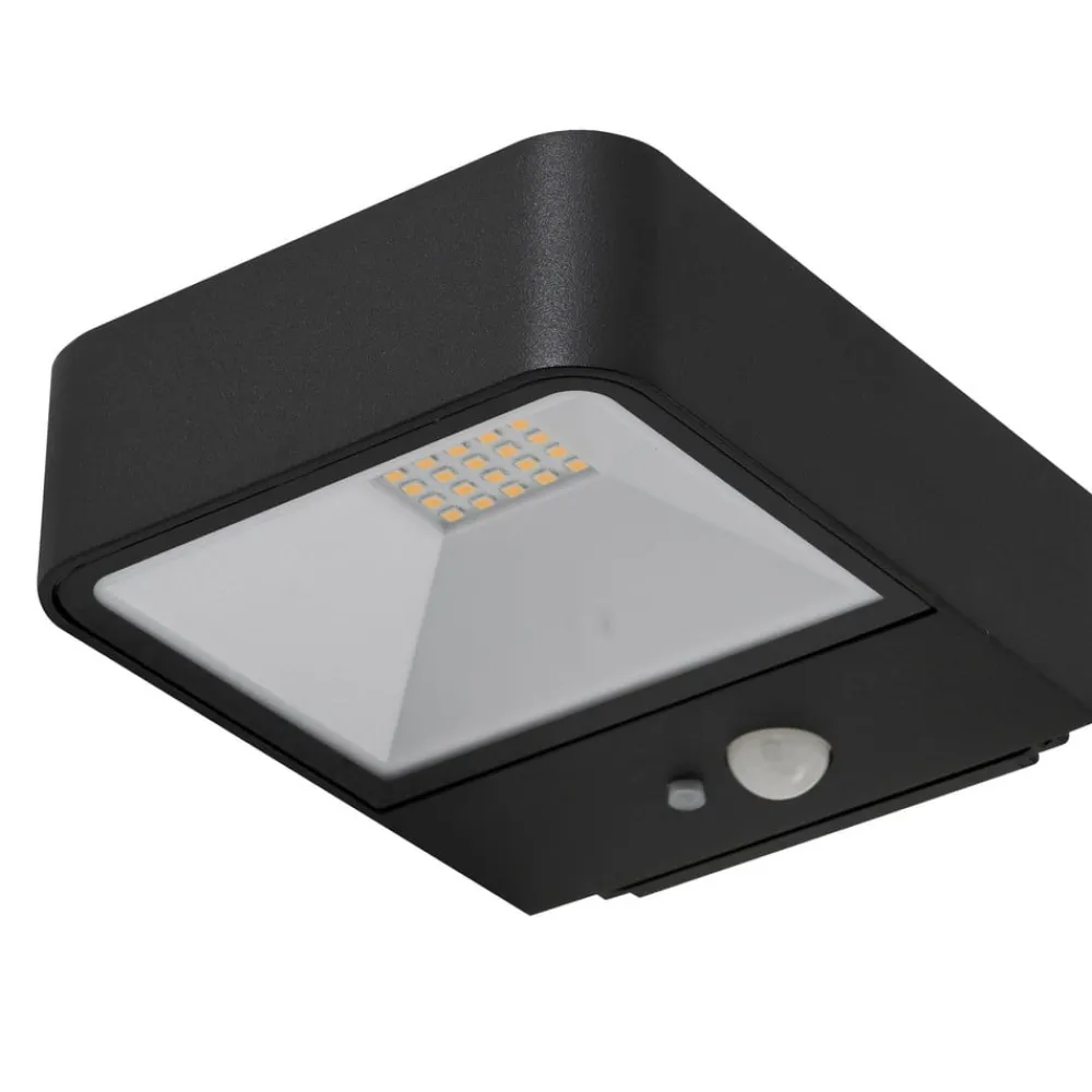 Lucande Solcelle Lampe Med Sensor|Væglampe Med Sensor>LED solcelle udendørs væglampe Dava, højde 5 cm, sensor