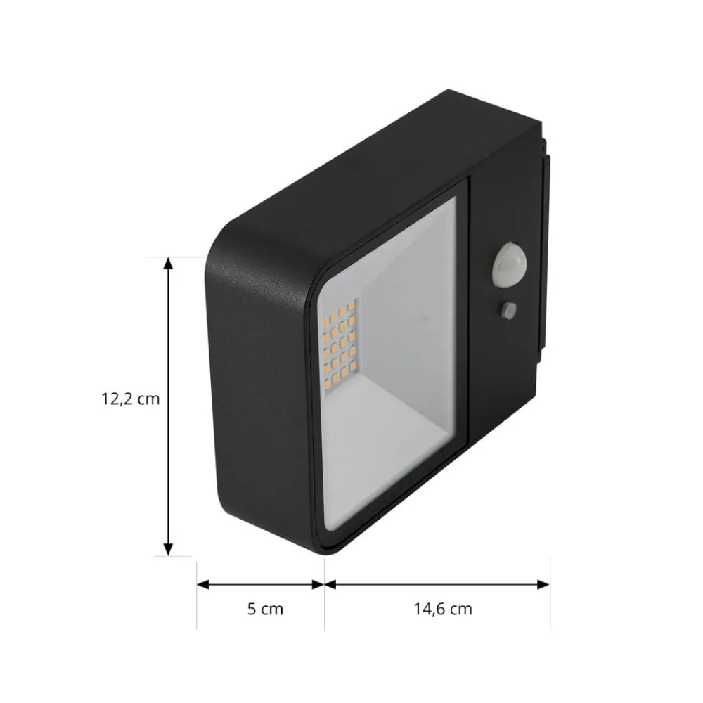 Lucande Solcelle Lampe Med Sensor|Væglampe Med Sensor>LED solcelle udendørs væglampe Dava, højde 5 cm, sensor