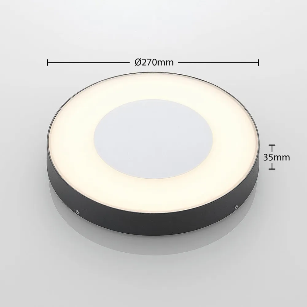 Lucande LED udendørs loftlampe Sora, rund, sensor, IP54