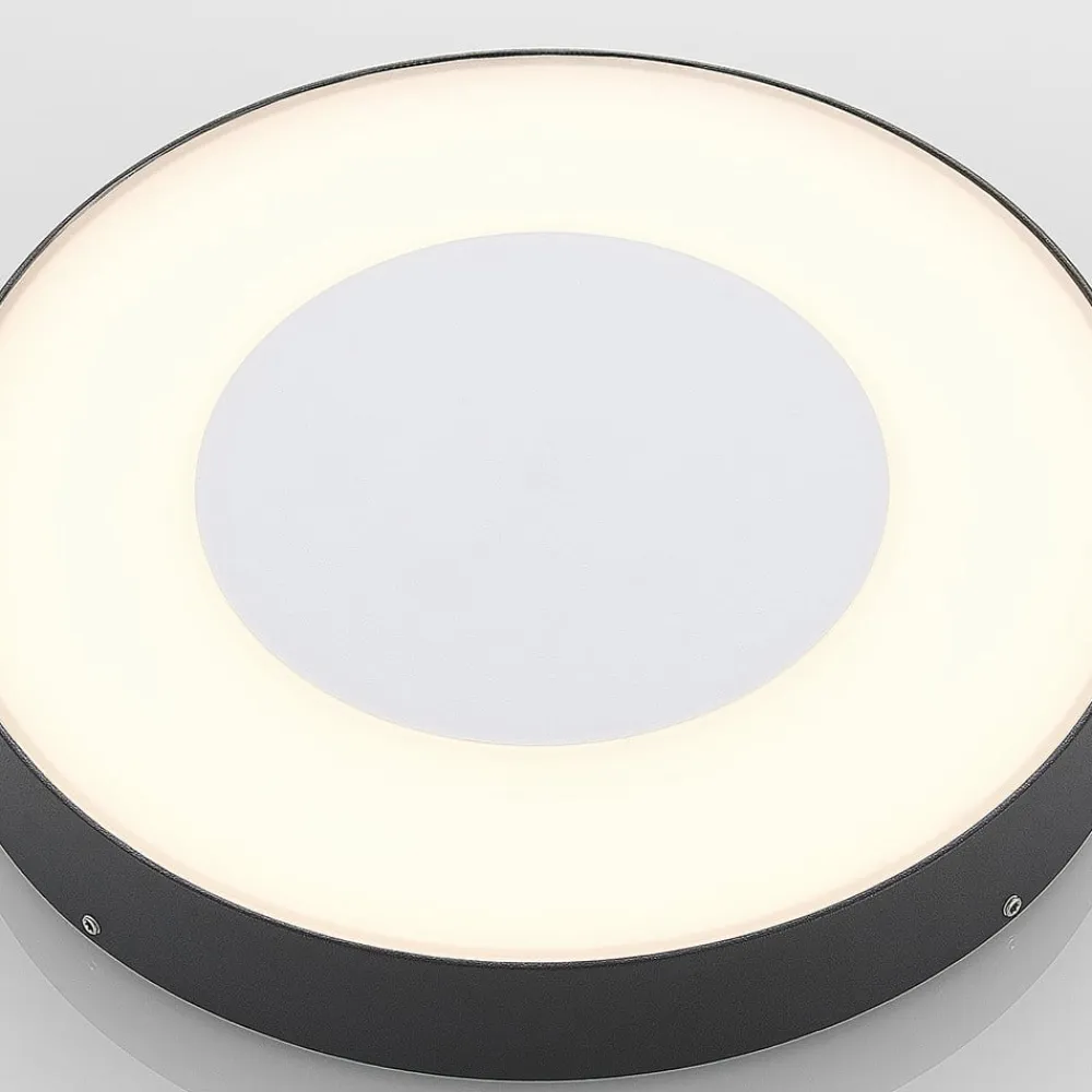 Lucande LED udendørs loftlampe Sora, rund, sensor, IP54