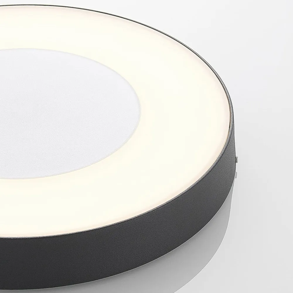 Lucande LED udendørs loftlampe Sora, rund, sensor, IP54