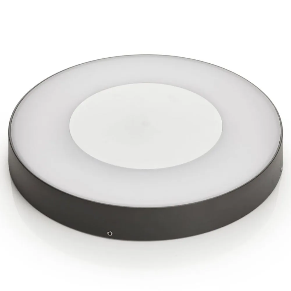 Lucande LED udendørs loftlampe Sora, rund, sensor, IP54