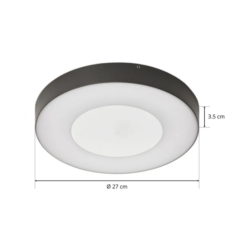 Lucande LED udendørs loftlampe Sora, rund, sensor, IP54