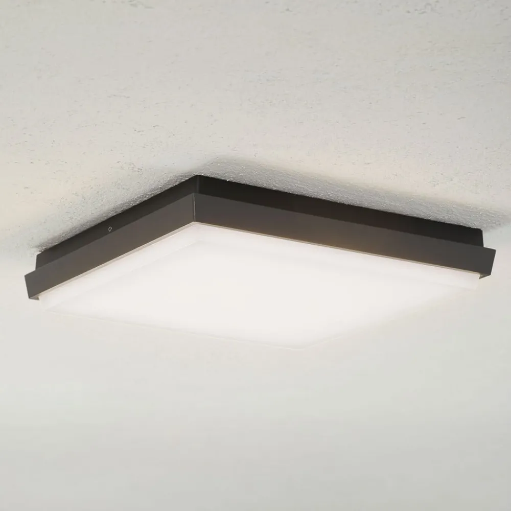 Lucande Terrassebelysning|Udendørs Loftlamper>LED udendørs loftlampe Amra, 30 cm, kantet, antracit