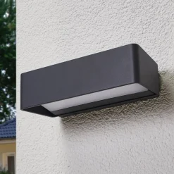 Lucande LED udendørs væglampe Midvig, mørkegrå, kantet, IP65