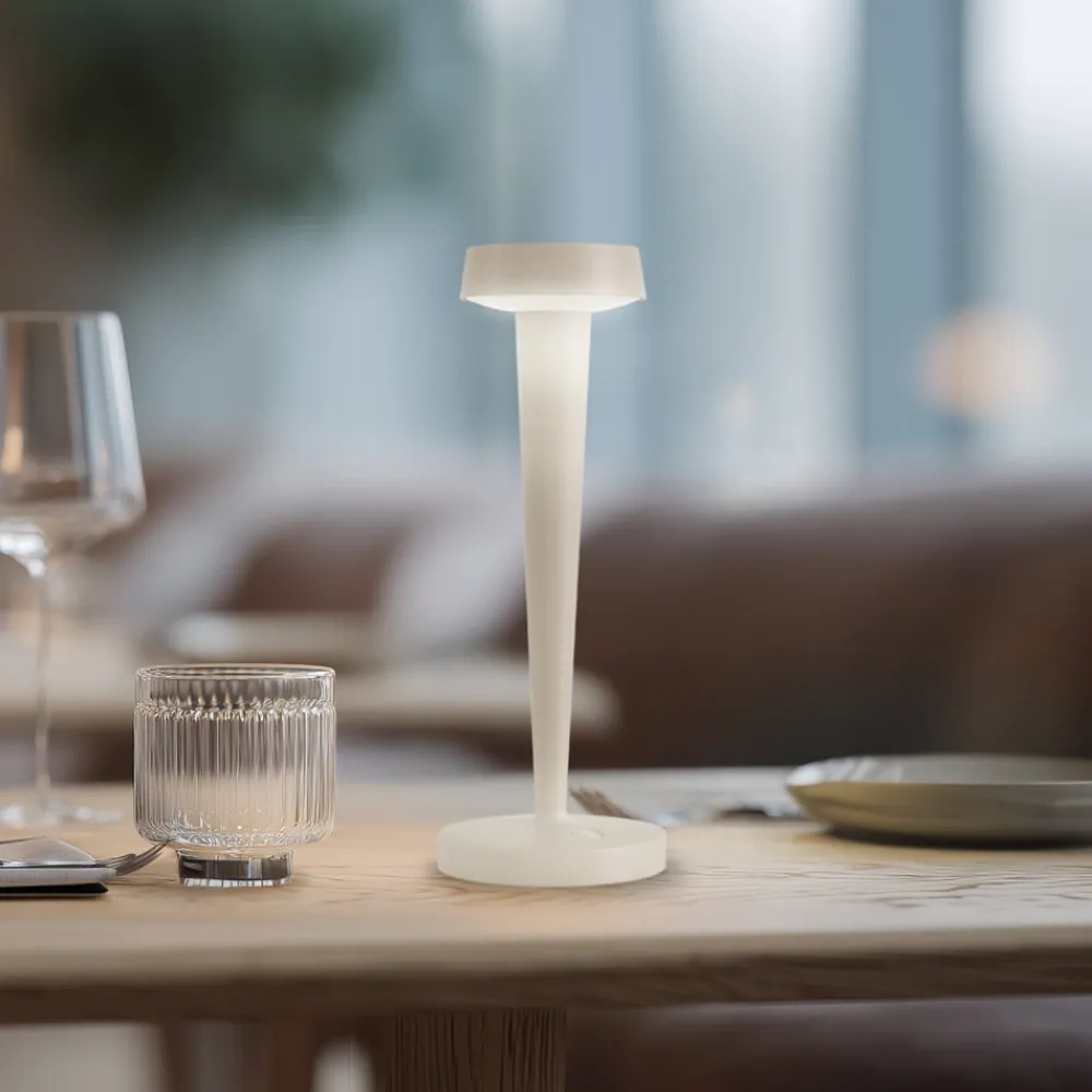 LED-batteridrevet lysestage Lea, vase, beige, 28 cm^Lucande