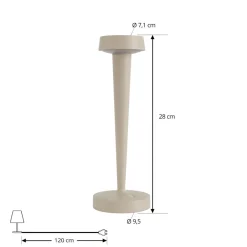 LED-batteridrevet lysestage Lea, vase, beige, 28 cm^Lucande