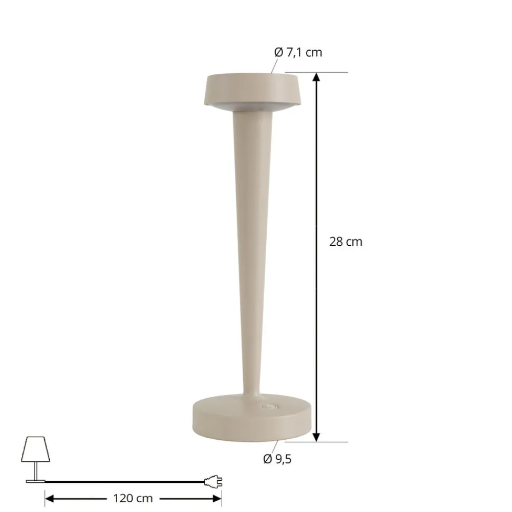 LED-batteridrevet lysestage Lea, vase, beige, 28 cm^Lucande