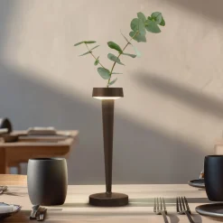 LED-batteridrevet lysestage Lea, vase, mørkebrun, 28 cm^Lucande Sale