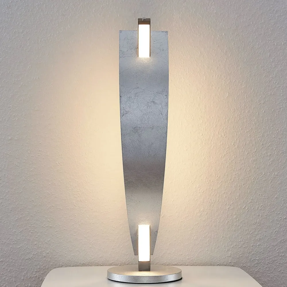 Lucande LED-bordlampe Marija, sølvfarvet, dæmpbar, 62 cm