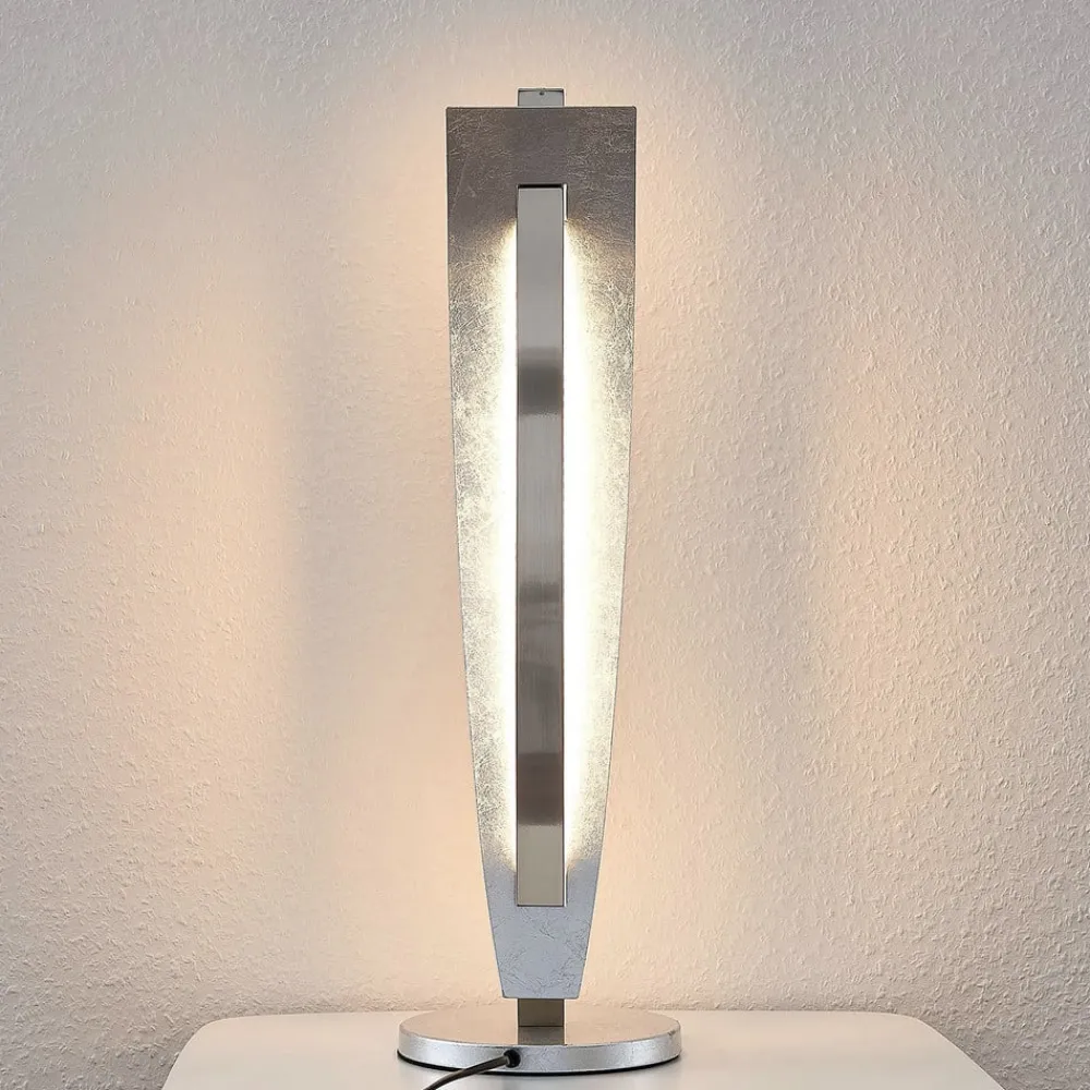 Lucande LED-bordlampe Marija, sølvfarvet, dæmpbar, 62 cm