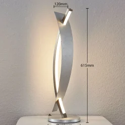 Lucande LED-bordlampe Marija, sølvfarvet, dæmpbar, 62 cm