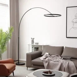 Lucande LED-buelampe Virvera, rund, sort, metal