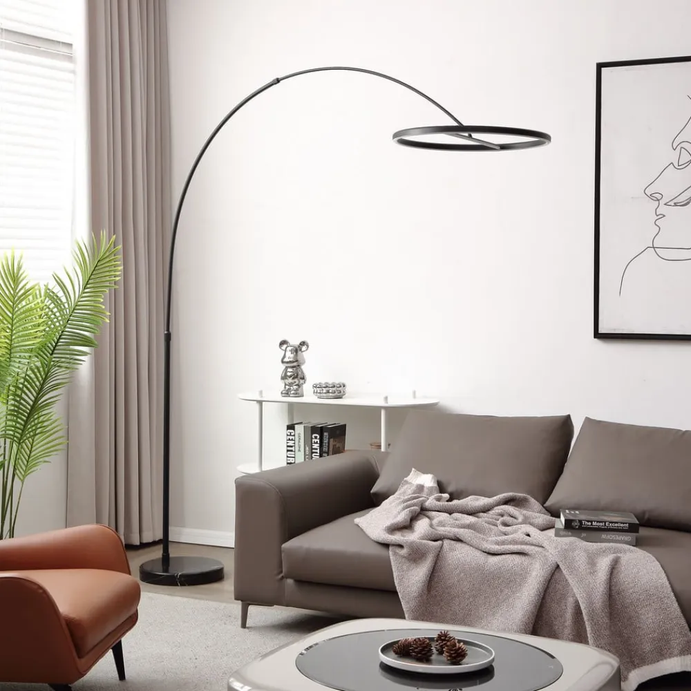 Lucande LED-buelampe Virvera, rund, sort, metal