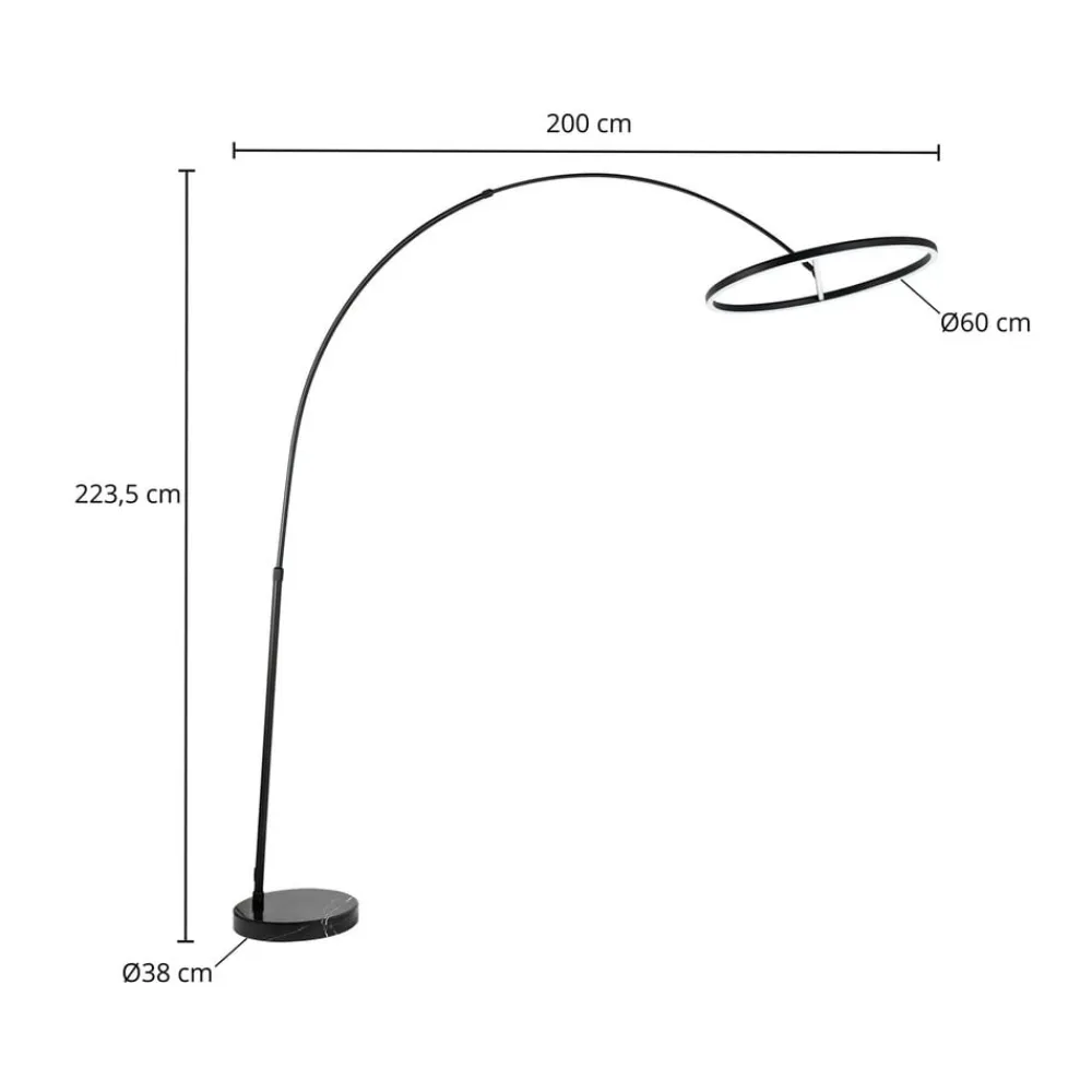 Lucande LED-buelampe Virvera, rund, sort, metal