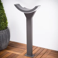 LED-gadelampe Halv, 60 cm, antracit, metal, IP54^Lucande Online