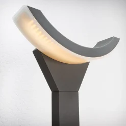 LED-gadelampe Halv, 60 cm, antracit, metal, IP54^Lucande Online