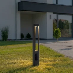 Lucande Terrassebelysning|Gadebelysning>LED-gadelampe Pirron, højde 80 cm, stikkontakt, IP54