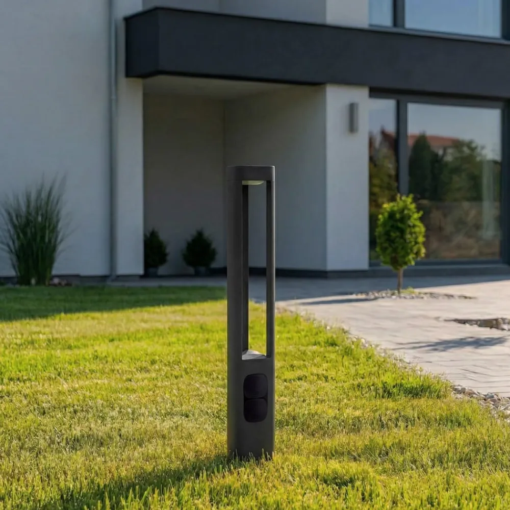 Lucande Terrassebelysning|Gadebelysning>LED-gadelampe Pirron, højde 80 cm, stikkontakt, IP54