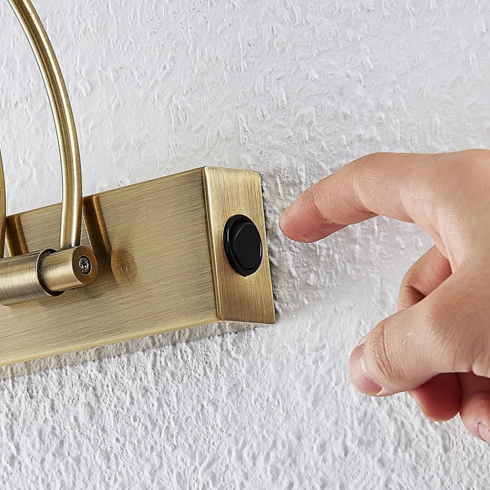 Lucande LED-gallerilampe Dimitrij, buet, messing, metal