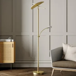 LED-gulvlampe Anniki, messing, justerbar, dæmpbar^Lucande Clearance