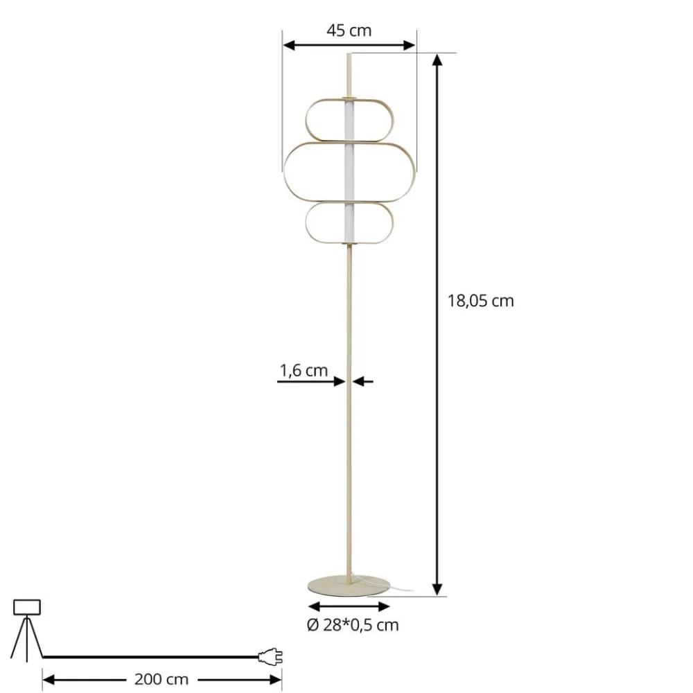 Lucande LED-gulvlampe Audrina, beige, metal, dæmpbar