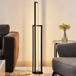 Lucande LED-gulvlampe Hylda, 123 cm, sort, aluminium