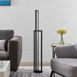 Lucande LED-gulvlampe Hylda, 123 cm, sort, aluminium