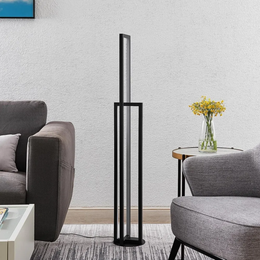 Lucande LED-gulvlampe Hylda, 123 cm, sort, aluminium