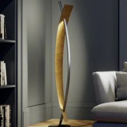 LED-gulvlampe Marija, sort, metal, højde 140 cm^Lucande