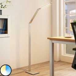 LED-gulvlampe Nicano, grå, metal, CCT, 125 cm^Lucande Hot