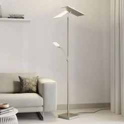 Lucande Gulvlamper|Gulvlamper>LED-gulvlampe Parthena, nikkel, metal, 180 cm