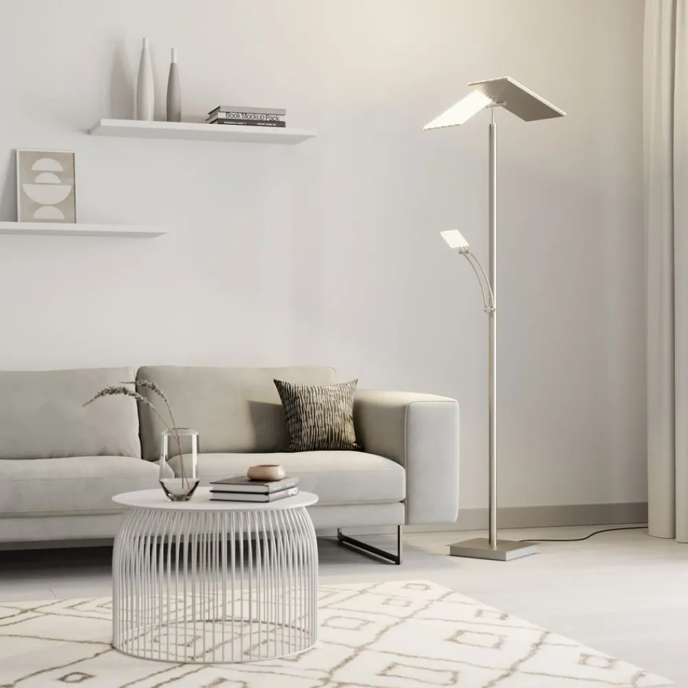 Lucande Gulvlamper|Gulvlamper>LED-gulvlampe Parthena, nikkel, metal, 180 cm